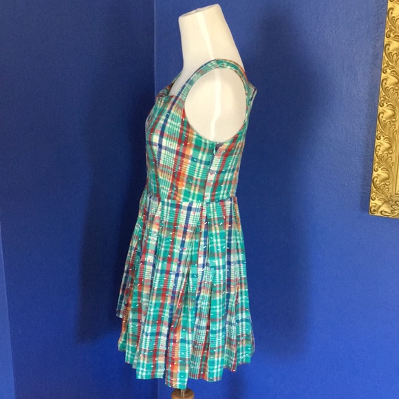 Kling colorful plaid/tartan with sprinkles & hearts cotton dress unique fun 🍩💕 - Picture 6 of 10